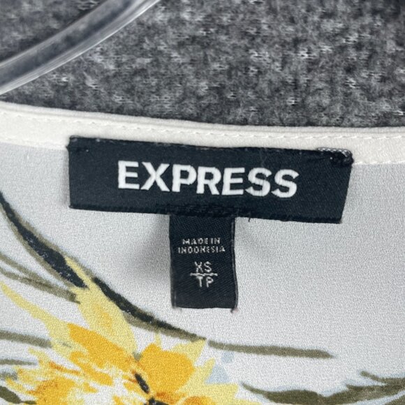 Express Bodysuit Womens Size XS Faux Wrap Boho Flowy Sheer Hippie Floral Office - Picture 7 of 10